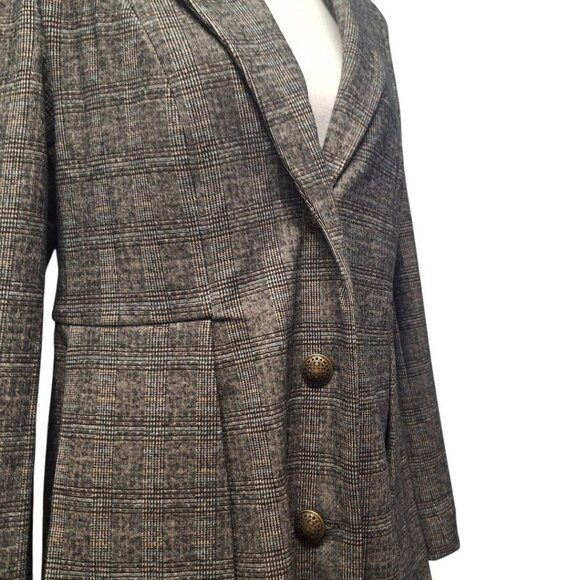 Soft Surroundings Blazer Suit Jacket Brown Gray Plaid Womens Medium Button - Picture 5 of 11